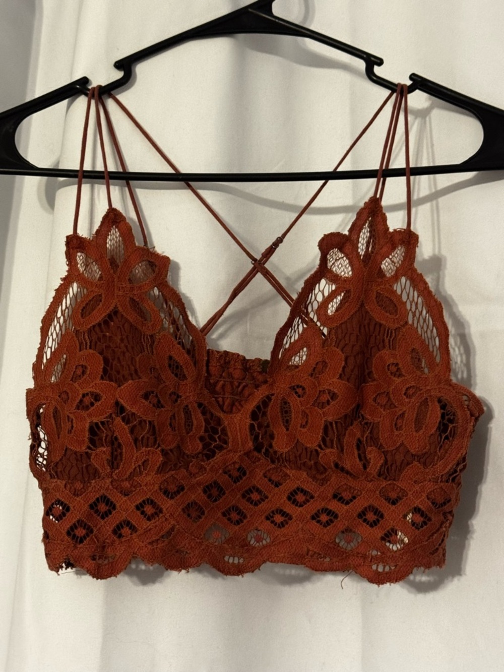 Free People Rust Lace Floral Bralette Crop Top